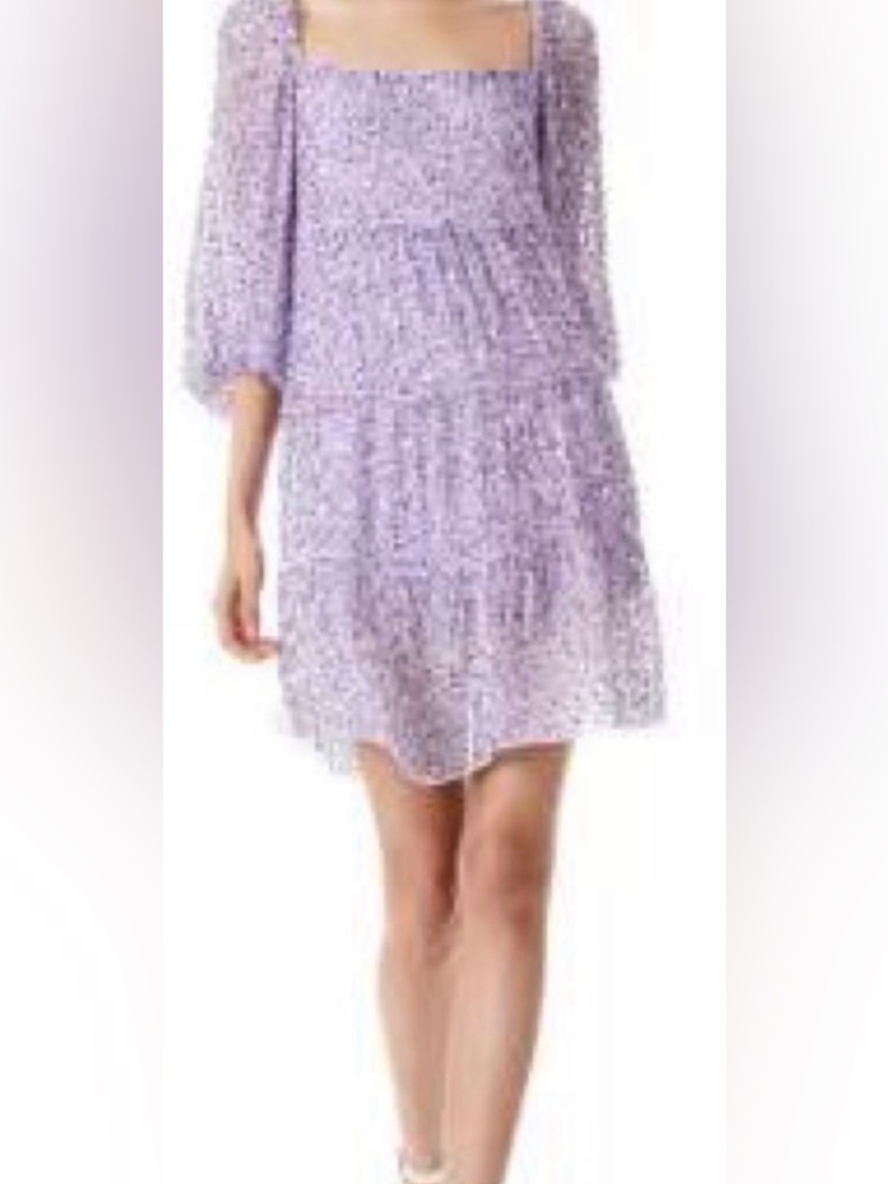 NWT Alice + Olivia Lilac Floral Puff-Sleeve Mini Dress $695
